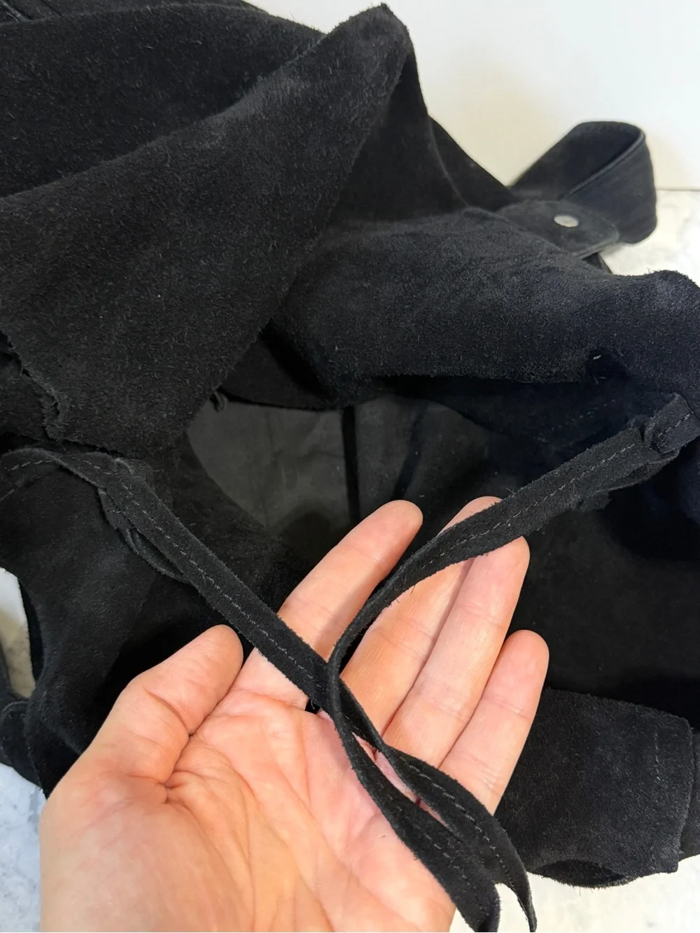 Free People black suede leather slouchy hobo boho tote shoulder bag